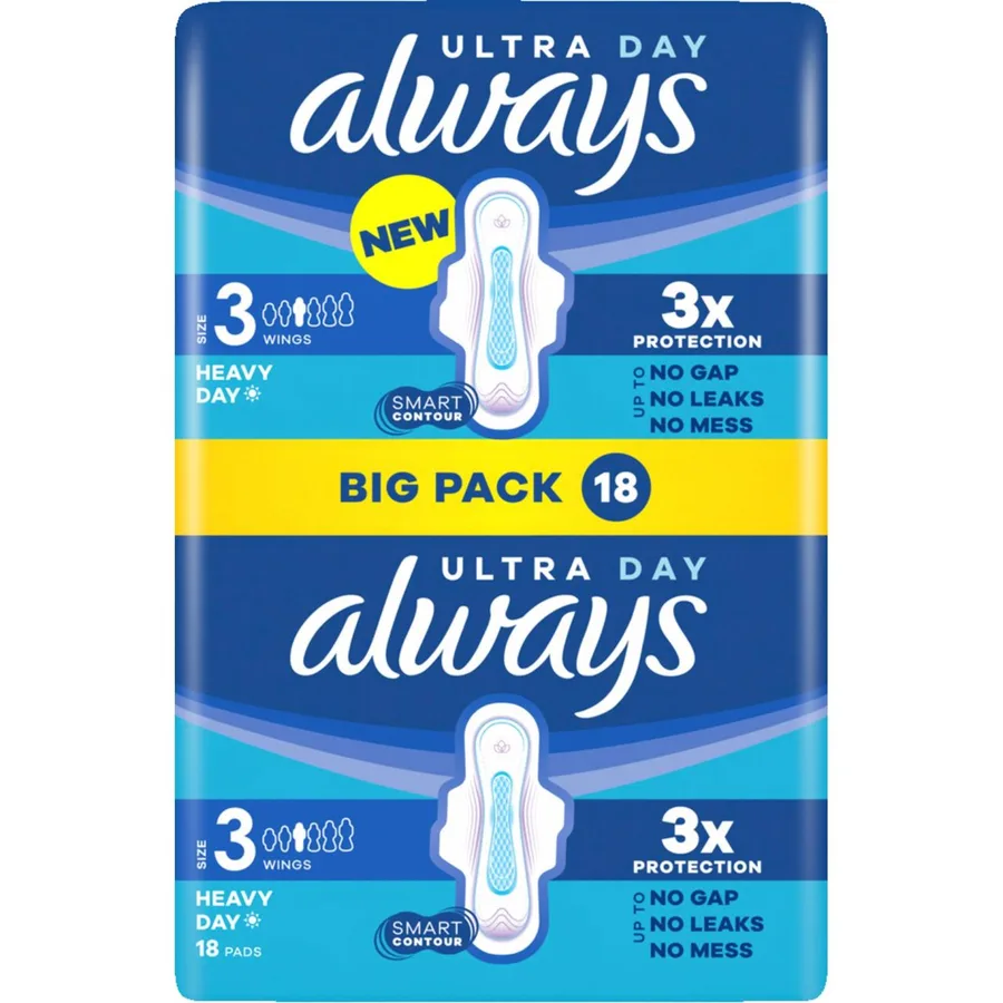 always Ultra Day size 3 with wings 18 pads
