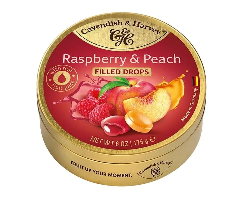 Cavendish & Harvey Raspberry & Peach Filled Drops 175g