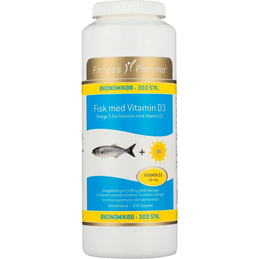 Fitness Pharma Fiskeolie & D3 Vitamin / Omega-3 acids & Vitamin D3 300 pcs.