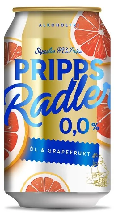 Pripps Radler Öl & Grapefrukt 0,0% 24x330ml Can - alcohol free