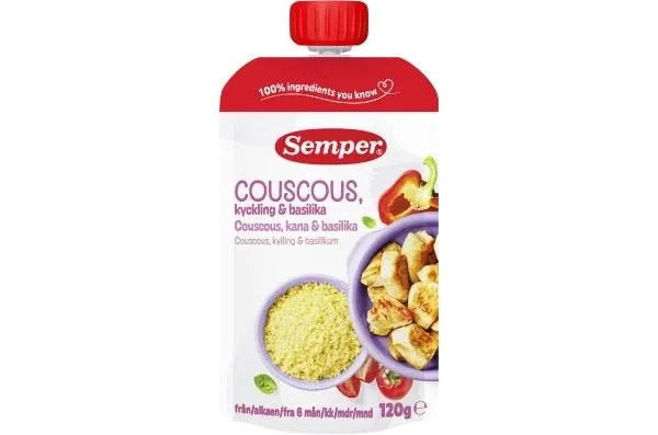 Semper Couscous, Chicken & Basil 6M 120g