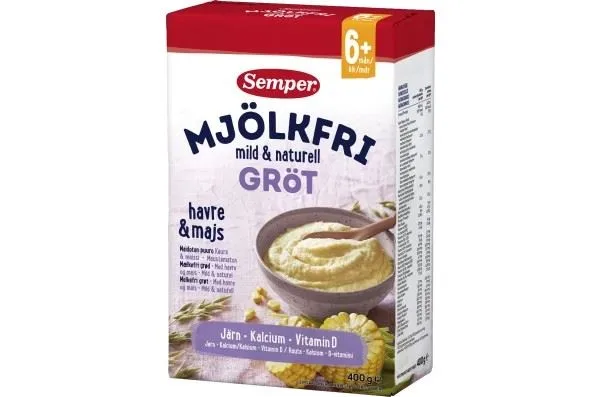 Semper Milk-Free Mild Porridge with Oat & Corn 6M 400g