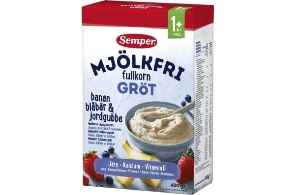 Semper Milk-Free Wholegrain Porridge with Banana, Blueberry & Strawberry 1Y 400g