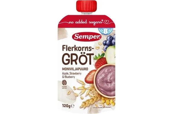 Semper Multigrain Porridge with Apple, Strawberry & Blueberry 8M 120g