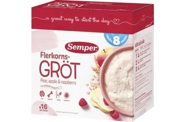 Semper Multigrain Porridge with Pear, Apple & Raspberry 8M 480g