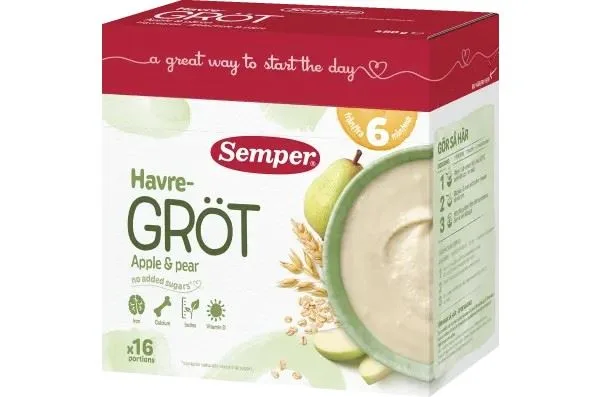 Semper Oat Porridge with Apple & Pear 6M 480g