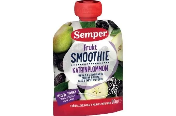 Semper Smoothie Frukt Pear & Prune 6M 90g