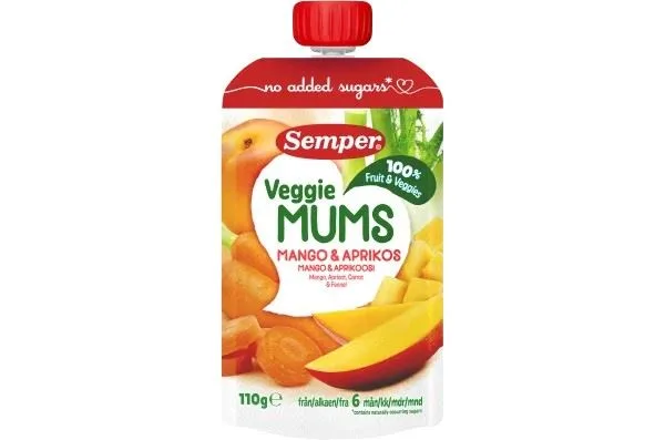 Semper Veggie Mums Mango, Apricot, Carrot & Fennel 6M 110g