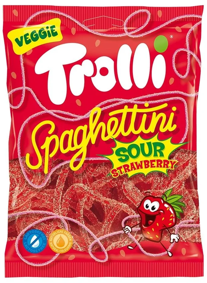 Trolli Spaghettini Sour Strawberry 100g - veggie