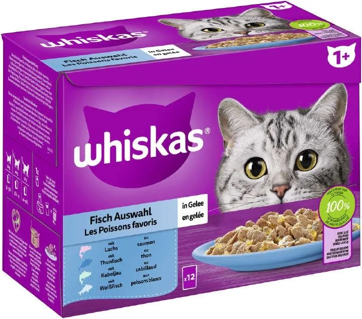 Whiskas 1+ Fish Variety in Jelly 12x85g