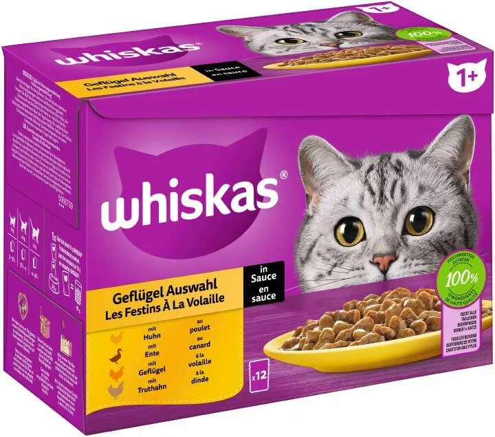 Whiskas 1+ Poultry Variety in Gravy 12x85g