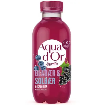 Aqua d'Or Sparkles Blåbær & Solbær 20x300ml Bottle PET - 0 kalorier