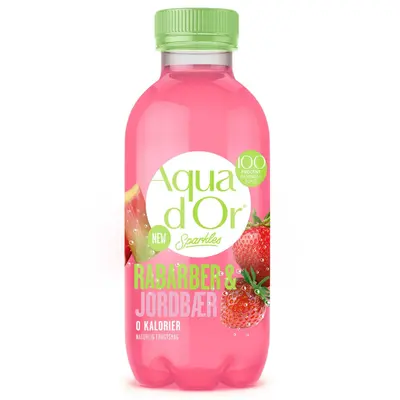 Aqua d'Or Sparkles Rabarber & Jordbær 20x300ml Bottle PET - 0 kalorier