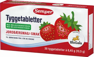 Semper Chewing Tablets Strawberry Flavor with Probiotic Bacteria 3Y 30 pcs. 13,5g